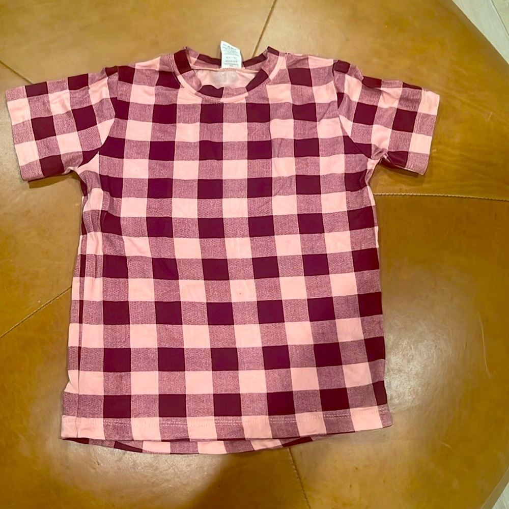 Kate Quinn Burgundy Gingham Bamboo Tee 4T